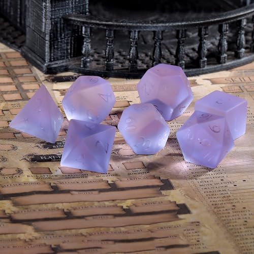 Matte Purple 7Pcs Polyhedral Dice Set, K9 Crystal Cat's Eye Multi-Faceted DND Dice for Dungeons and Dragons RPG Tabletop Game (Matte Purple) - color: Matte Purple
