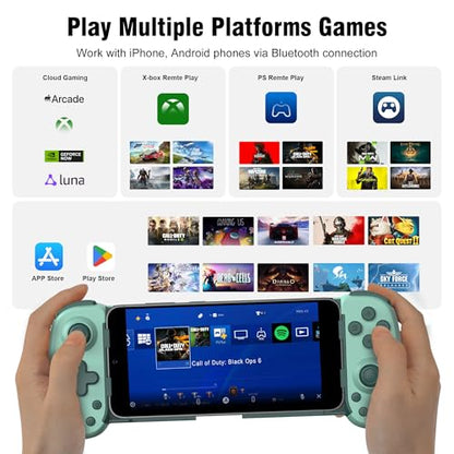 Joso Wireless Phone Controller for iPhone/Android, Mobile Game Controller with Hall Joystick Suitable for Xbox Cloud Gaming, PS Remote Play, Steam Link, Call of Duty & More - Green - color: Green | D6