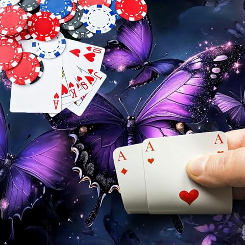 Purple Butterfly with Glittering for MTG & TCG Playmat Mouse Pad,BFDHGQZC 24" x 14" Game Mat for MTG/RPG/CCG Trading Card Game Playmats Table Mat Perfect for Card Games Video Games Computer Office - color: Purple Butterfly With Glittering