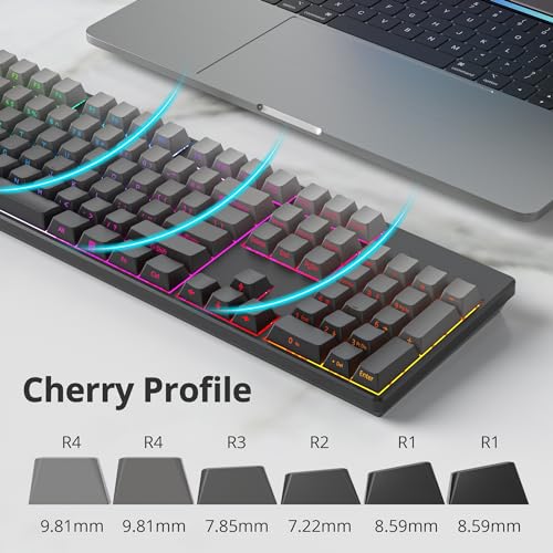 Guffercty kred 140- Keys Side Printed Keycap PBT Gradient Keycaps 75 Percent, Cherry Profile Minimalist Style Custom Shine Through Keyboard Keycap for Mechanical Keyboards(Grey Side Print) - color: Grey Side Print