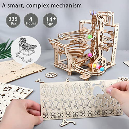 3D Wooden Puzzles Marble Run Chain Kit, Wood Creative Mechanical Puzzles Assembly Model Building Kits to Build for Adults & Kids, DIY Wooden Puzzle Hobbies Toys for Adults &Teens Gifts - size: 335Pcs