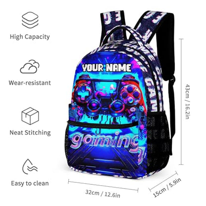 Custom Gaming Print Backpack, 17 in Laptop Bookbag for Teens | All-over print design | 900D PU nylon | Tear & abrasion resistant | Premium feel | Vibrant | Built for heavy daily use - color: Color 1 Custom