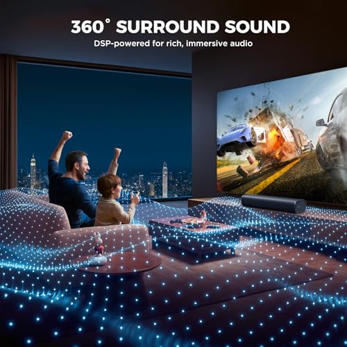 MZEIBO Sound Bar, 50W Soundbar for Smart TV Bluetooth 5.3 Speaker 17Inch with ARC/Optical/AUX Connection Surround for Home Theater Audio TV/PC/Gaming/Projectors
