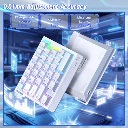 A.JAZZ AK029 Wired 29 Keys One-Handed RGB Gaming Keyboard with 8000HZ,0.01mm RT Magnetic Switches Adjustable Actuation,Hotswappable Mechanical Keyboard,Aluminum Plate,Web Driver for Gamers-White - color: White