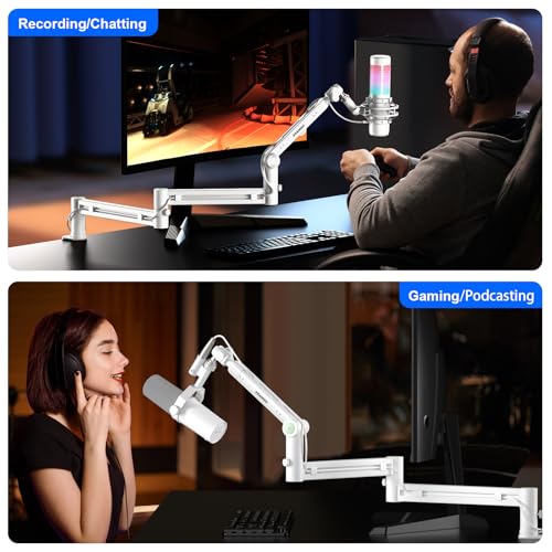 Microphone Arm,Aokeo AK-58i Desk Low Profile Mic Boom Arm Stand,Suitable For Blue Yeti,Snowball iCE,HyperX QuadCast,SoloCast,Elgato Wave,Etc（White） - color: AK-58i (White)