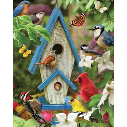 Bits and Pieces Jigsaw Puzzles for Adults 300 Pieces - Summer Song Birds | 18" x 24" Jigsaw Puzzle 300 Pieces - Birdhouse Summer Birds Puzzle - Recycled Cardboard - Bright Colors - No False Fits - size: 300 Piece Puzzle