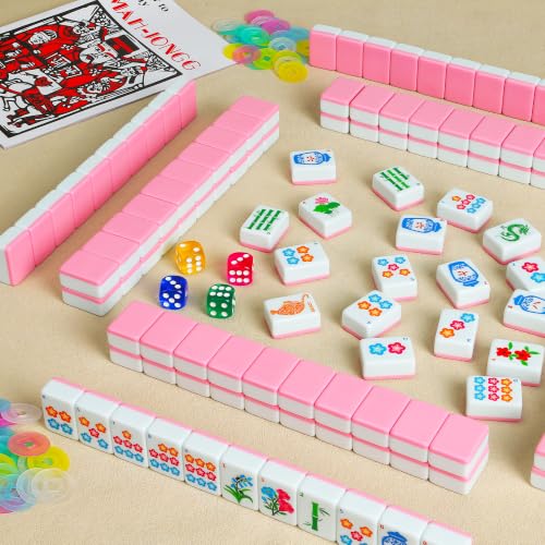 Mahjong Tile Set, 168 American Mahjong Sets with Bag and Mah Jongg Accessories for Travel Parties Family Game Night Gifts(1.2")