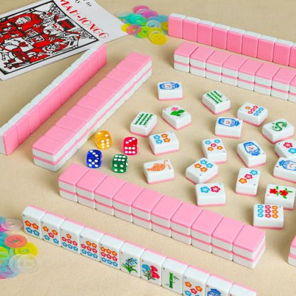 Mahjong Tile Set, 168 American Mahjong Sets with Bag and Mah Jongg Accessories for Travel Parties Family Game Night Gifts(1.2")