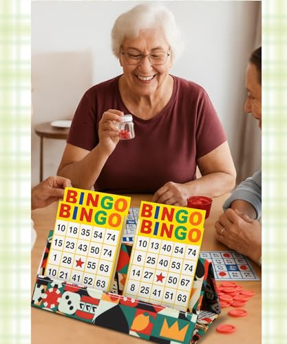 Playing Card Holders for Adults Bingo Pull Tabs Abstract Pattern | Gambling Tickets Card Game Holders for Canasta Poker Bridge Cards Casino - color: Yellow/Green