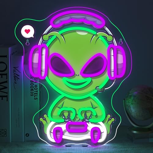 Alien Neon Sign Gaming Neon Signs for Wall Decor Game Room LED Light for Man Caves Zone Club Gamer Lover Teens Bedroom Home Boys Gift - color: Colorful-D-NSM-Alien