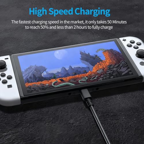 Switch Charger - Charge in Full Less Than 2H - 15V 2.6A USB C Power Adapter Fast Charging with Upgraded IC Module, 5FT Cable Cord - Compatible with Switch Lite, OLED, Steam Deck - Support TV Mode