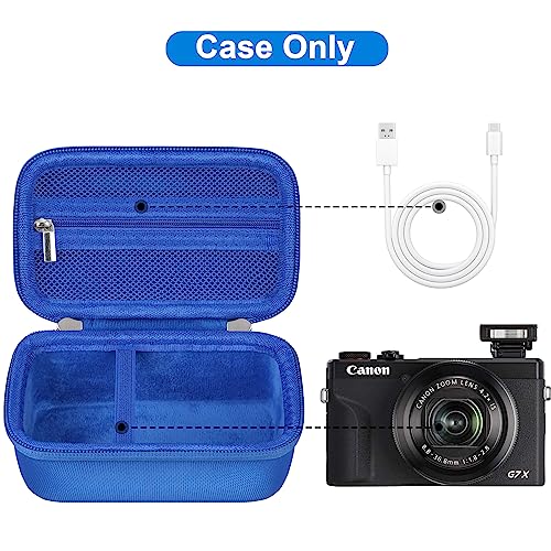 Canboc Camera Case for Canon PowerShot G7 X Mark III/ G7X Mark II Digital 4K Vlogging Camera, Point and Shoot 4K Video Camera Bag, Zipper Mesh Pocket fits USB Cable, Batteries, Blue - color: Blue