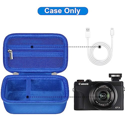 Canboc Camera Case for Canon PowerShot G7 X Mark III/ G7X Mark II Digital 4K Vlogging Camera, Point and Shoot 4K Video Camera Bag, Zipper Mesh Pocket fits USB Cable, Batteries, Blue - color: Blue