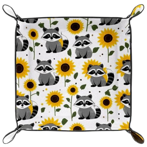 Raccoon and Sunflower Dice Tray Dice Rolling Tray Folding Dice Holder for Dice Games, Like RPG, DND and Other Table Games - color: Multi 12