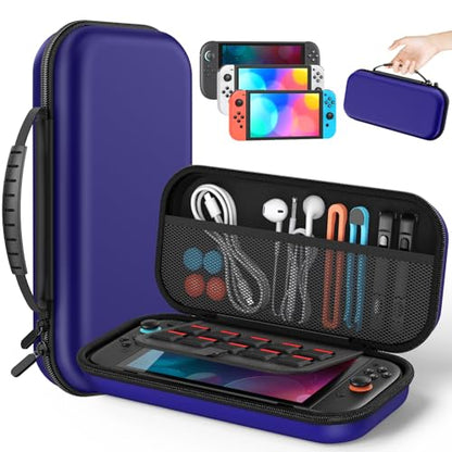 Switch 2 Slim Hard Shell Carry Case for Nintendo Switch 2 2025/Switch/OLED | Hard Shell Carrying Case with Soft Lining, 10 Card Slots, Durable Ballistic Nylon, Soft Silicone Handle, Switch2 Carry Case - color: Blue
