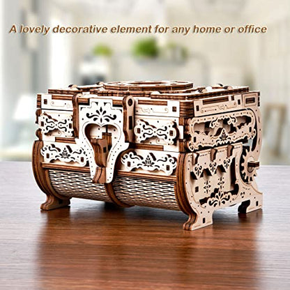 Varbertos 3D Wooden Puzzle Mechanical Treasure Box, Wood Creative Assembly Model Building Kits to Build for Adults and Teens, DIY Wooden Puzzle Hobbies Projects Gift for Women and Kids - size: 170Pcs