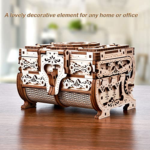 Varbertos 3D Wooden Puzzle Mechanical Treasure Box, Wood Creative Assembly Model Building Kits to Build for Adults and Teens, DIY Wooden Puzzle Hobbies Projects Gift for Women and Kids - size: 170Pcs