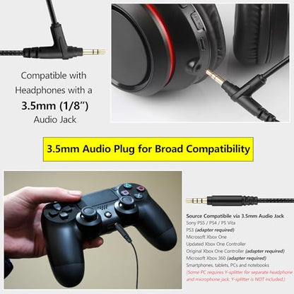 Gaming Boom Mic Cable with Mute and Volume Control for 3.5mm Headphones | Compatible with Beats Sony Philips V-Moda Headphones with 3.5mm Audio Jack, Turn Headphones Into Gaming Headset, 6.6ft