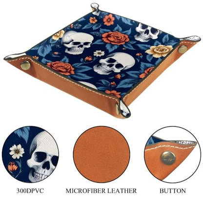Skulls Flower Dice Tray Dice Rolling Tray Folding Dice Holder for Dice Games, Like RPG, DND and Other Table Games - color: Multi 7