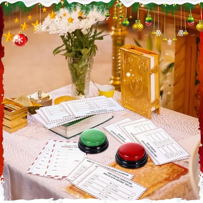 Christmas Bible Friendly Feud Game with 2 Answer Buzzers, Religious Card Board Game Night Church Group Fun Trivia Quiz for Xmas Holiday Party Office Class Team Building - style: Christmas