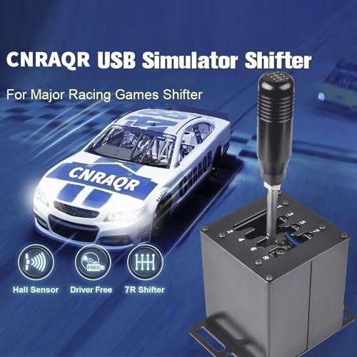 CNRAQR PC USB Simulator Shifter 7+R H Gear Shifter for LO GITECH G29/G27/G25/G920, T300RS/GT, Compatible with Gearshift PC Windows Steering Wheel for ATS ETS Dust WRC Sim Racing Game - color: 7R
