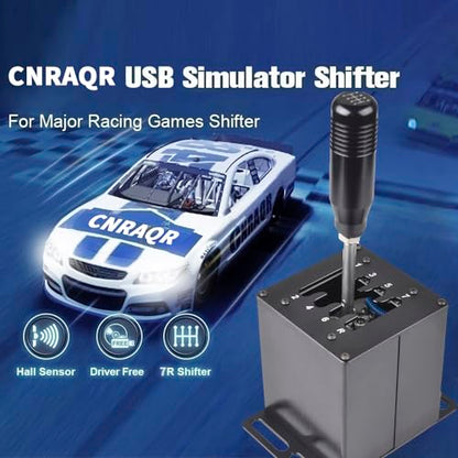 CNRAQR PC USB Simulator Shifter 7+R H Gear Shifter for LO GITECH G29/G27/G25/G920, T300RS/GT, Compatible with Gearshift PC Windows Steering Wheel for ATS ETS Dust WRC Sim Racing Game - color: 7R