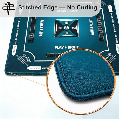 Rolled Shipping Mahjong Mat for Table 32.4''x32.4'', No Creases, Mah Jongg Mat with Carrying Bag for American Mahjong, Poker, Board Games, Card Games & Dominoes (Navy Blue) - color: Navy Blue