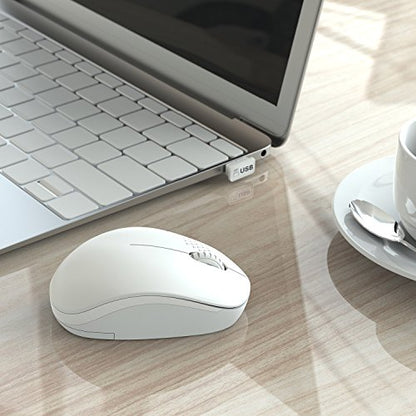 seenda Wireless Mouse for Laptop, 2.4G Noiseless Mouse with USB Receiver - Optical Tracking Portable Computer Mice for Chromebook, PC, Tablet, Windows System, 24 Months Battery Life - Pure White - color: Pure White