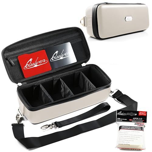 Quiver Time Ivory Bolt Card Carrying Case | Fits PM Cards & TCG Games, Includes Straps & Dividers, 100 Apollo Card Sleeves Included, Storage for Playing/Trading Cards - color: Ivory White, size: Bolt Card Carrying Case