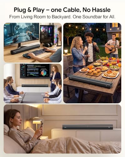 Suntrok Soundbar for TV, 2.0CH Home Theater Bluetooth 5.3 Speaker System with 2 Wireless Karaoke Mics, Surround Sound Audio with HDMI ARC/Optical/AUX/USB, for Movie/Music/News Family Party
