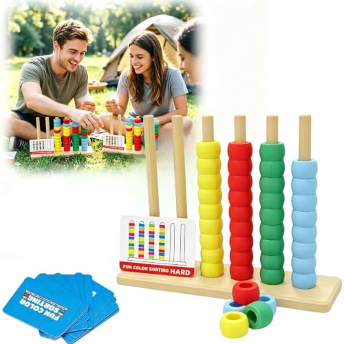 3D Color Stacks Challenge Game,2-4 Players Family Board Game for Adults & Teens,Mini Color Stack for Game Night and Travel
