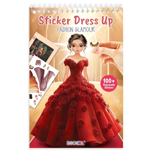 Sticker Dress Up Glamour Book for Girls – Fashion Design Activity | Includes paper dolls, style guides, and reusable stickers to spark creativity. Perfect for little designers ages 5 and up. - color: Sticker Dress Up Fashion Glamour