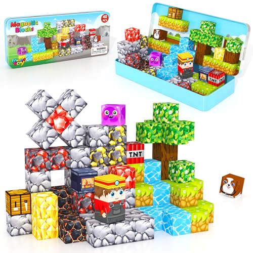 Mini Magnetic Blocks Tiles Travel Essentials Toddler Toys with Case, Kids Games Montessori Sensory Building Blocks Toys for 3+ Year Old Boys Girls Christmas Birthday Gifts - color: Color5