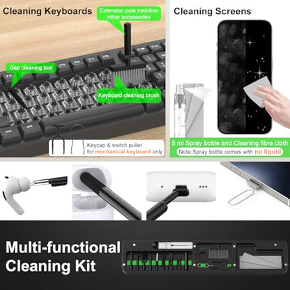 VICHYIE Keyboard Wrist Rest for Tenkeyless Keyboard, with Cleaning Kit | Wrist Pad for Typing Pain Relief, Multi-functional Cleaner Kit for Earbuds, Phones, Desk Accessories for Home&Office (Black)