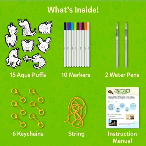 Skillmatics Aqua Puffs - 3D Art Kit, Animals, Mess-Free Paint by Number Craft for Kids, DIY Color Activity, Screen-Free Entertainment, Travel & Creative Gift for Girls & Boys Ages 4, 5, 6, 7, 8, 9, 10 - color: Animals