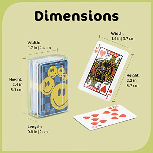 24 Pack Mini Playing Cards Bulk – Poker Cards Decks for Kids, Small Deck of Cards with Smiley Faces, Miniature Casino Game Packs, Cool Party Favors, & Novelty Gifts, 2.25’’ Tall - style: Pack of 24