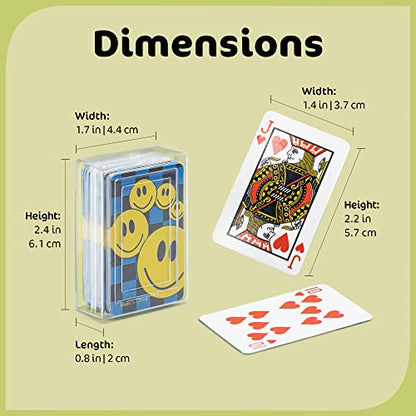 24 Pack Mini Playing Cards Bulk – Poker Cards Decks for Kids, Small Deck of Cards with Smiley Faces, Miniature Casino Game Packs, Cool Party Favors, & Novelty Gifts, 2.25’’ Tall - style: Pack of 24