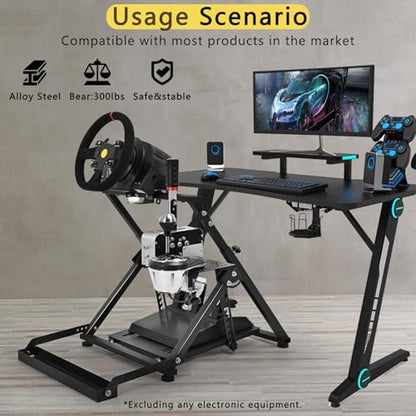 Marada X-shaped Sim Racing Wheel Stand Height Adjustable simulator stand | Foldable, Fits for Logitech G29 G920, for ThrustmasterT300 T248, for Moza R3 R5,Gaming Wheel Pedals NOT Included