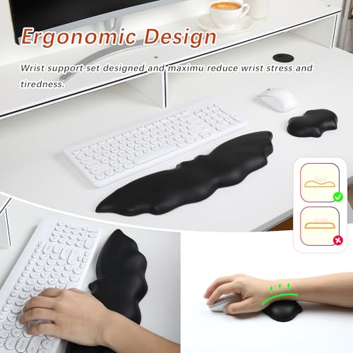 Keyboard Wrist Rest - Soft Leather Halloween Bat Wrist Pad | Mouse Wrist Rest with Non-Slip Base, Wrist Pad for Keyboard,Arm Rest for Desk Computer Laptop Mac Gaming Office Black - color: Black
