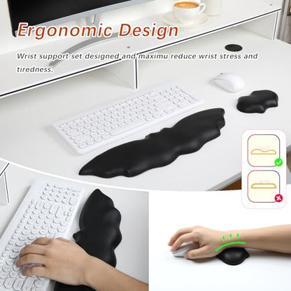 Keyboard Wrist Rest - Soft Leather Halloween Bat Wrist Pad | Mouse Wrist Rest with Non-Slip Base, Wrist Pad for Keyboard,Arm Rest for Desk Computer Laptop Mac Gaming Office Black - color: Black
