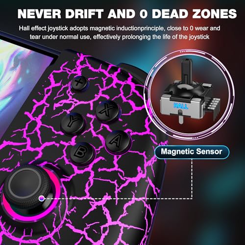 LIFUFUTEE Switch Controllers, Wireless Switch Pro Controller Replacement for Nintendo Switch Controller/OLED, Hall Effect One-Piece Joypad Controller with Programmable/Dual Vibration/Turbo/Wakeup - color: Black Crack, size: Switch 1 - 6.2"/7"