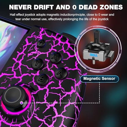 LIFUFUTEE Switch Controllers, Wireless Switch Pro Controller Replacement for Nintendo Switch Controller/OLED, Hall Effect One-Piece Joypad Controller with Programmable/Dual Vibration/Turbo/Wakeup - color: Black Crack, size: Switch 1 - 6.2"/7"