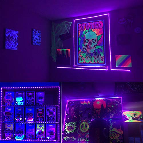 5V USB Purple 395-400nm LED Strip USB Powered 13.12ft/4M(2pcs x 6.6ft) | 240LEDs Flexible SMD2835 Black Light No-Waterproof IP20 LED Tape Lights - color: Purple
