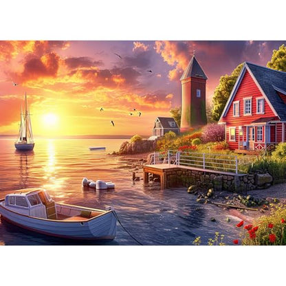 Puzzles for Adults 1000 Pieces,Colourful Harbour View Jigsaw Puzzle with 1:1 HD Poster, Perfect Interlocking No Dust, Stress Relief Ideal Gift for Family Games - color: Colourful Harbour View