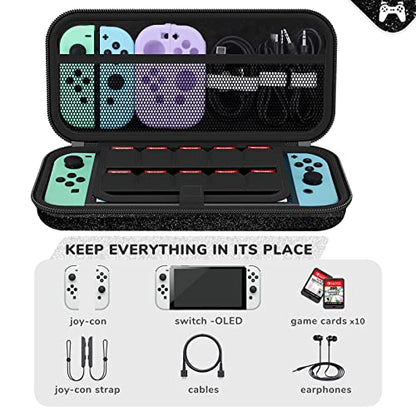 homicozy Glitter Carrying Case Compatible with Nintendo Switch OLED & Switch Console,Black Protective Hard Travel Case Shell Pouch for Nintendo Switch Console/Accessories,Switch Gaming Cases for Girls - color: Black
