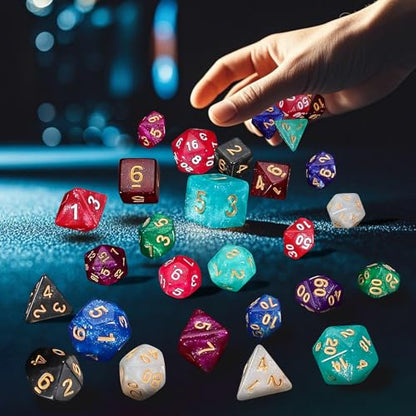 QMay DND Dice Set 10x7 (70 Pieces) Polyhedral Dice for Dungeons and Dragons D&D RPG MTG Role Playing Games with 1 Drawstring Bag - color: 10 Sets-70pcs