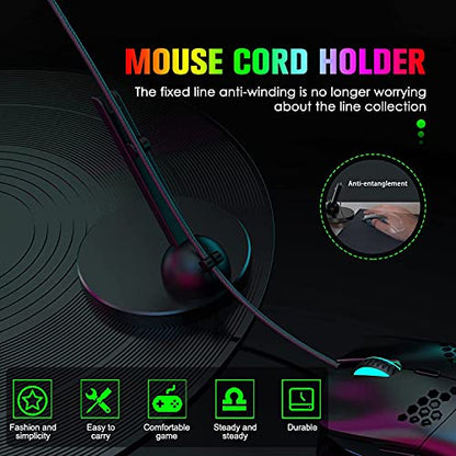 60% Mini 68 Key RGB Backlit Wired USB C Gaming Mechanical Blue Switch Keyboard + Rainbow Backlight 6400 DPI Mouse + Mouse Bungee Cable Cord Management Fixer Holder + Mouse Pad For ESports,Game,office
