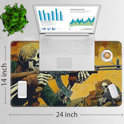 for MTG Game Playmat - 24 x 14 inches with Dices and Storage Bags, Non-Slip Base for TCG and Board Game Card Mats, Trading Card Games Mat, Skeleton Gunners Pattern Collectible Card Playmats - color: Jv-playmat-p7-1-h223