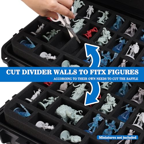 Sturdy Hard Shell Miniature Figure Storage Case with 4 Foam Layer, 116 Slot Miniatures Transport Case Compatible with Warhammer 40k and DND Minis, RPG Miniature Carrying Case