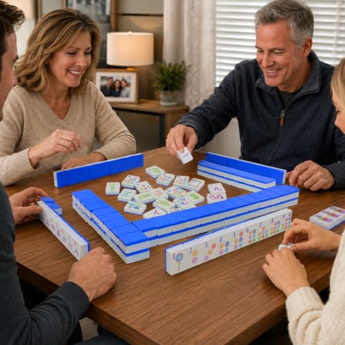 American Mahjong Set, 160 Blue Melamine Tiles (1.2”) - color: A-blue
